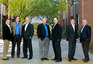 The Renaissance Companies, a full service construction management firm in Scottsdale, wanted to picture their executive team and their corporate headquarters. Large lights were brought in to make the executives standing in the shade pop.