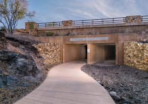 Hiking-trail underpass at high-end community